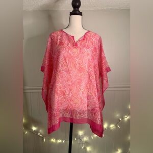 NWT TALBOTS Pink Paisley Poncho Tunic Blouse